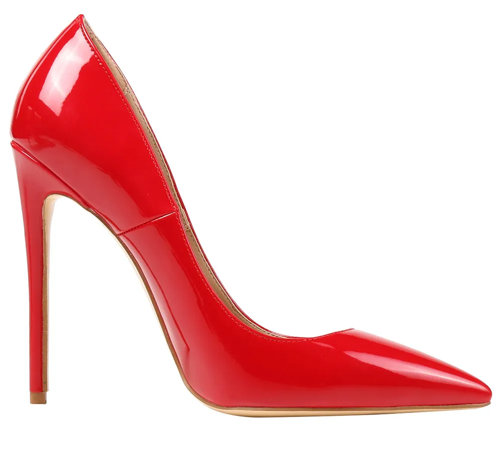 12cm Red Patent Leather Pumps Sexy Stilettos Dress Party High Heels