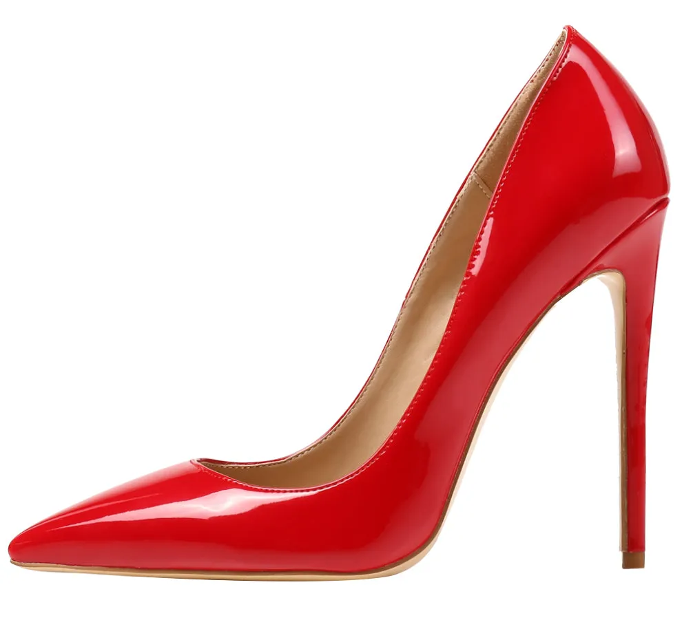 12cm Red Patent Leather Pumps Sexy Stilettos Dress Party High Heels