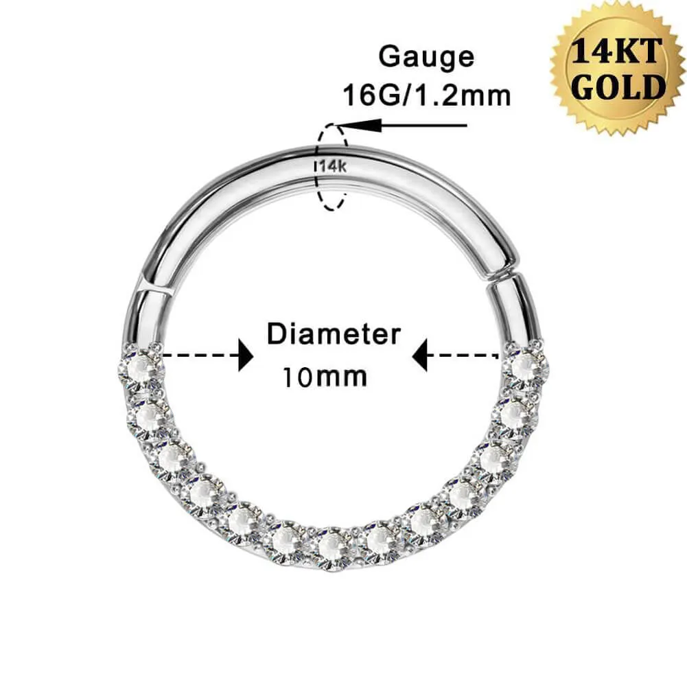 16G Septum Ring 14K White Gold Daith Jewelry