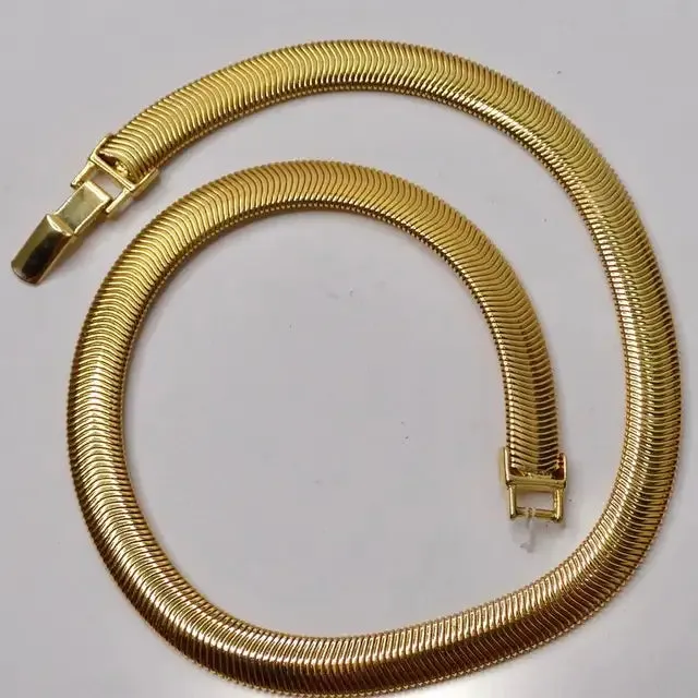 1980s Herringbone 18K Gold Plated Necklace