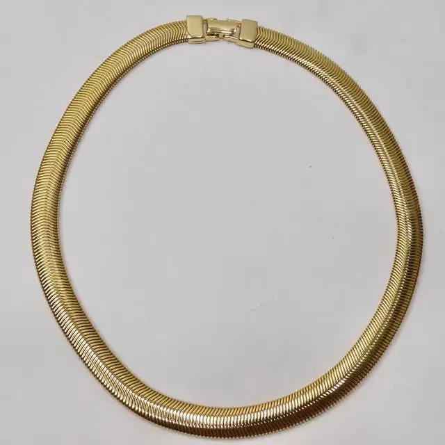 1980s Herringbone 18K Gold Plated Necklace