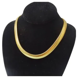 1980s Herringbone 18K Gold Plated Necklace