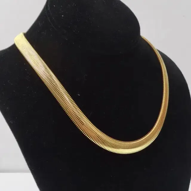 1980s Herringbone 18K Gold Plated Necklace