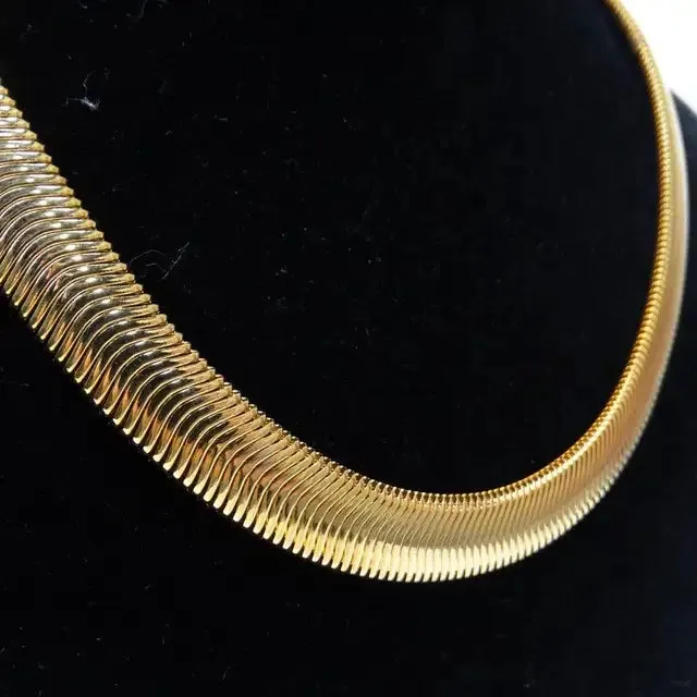 1980s Herringbone 18K Gold Plated Necklace