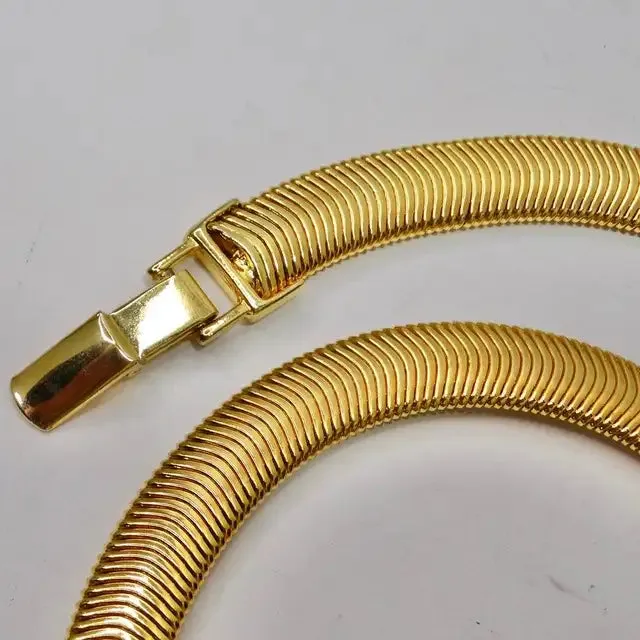 1980s Herringbone 18K Gold Plated Necklace