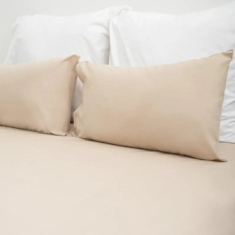 200 Thread Count 100% Cotton Percale Duvet Cover Set - Stone