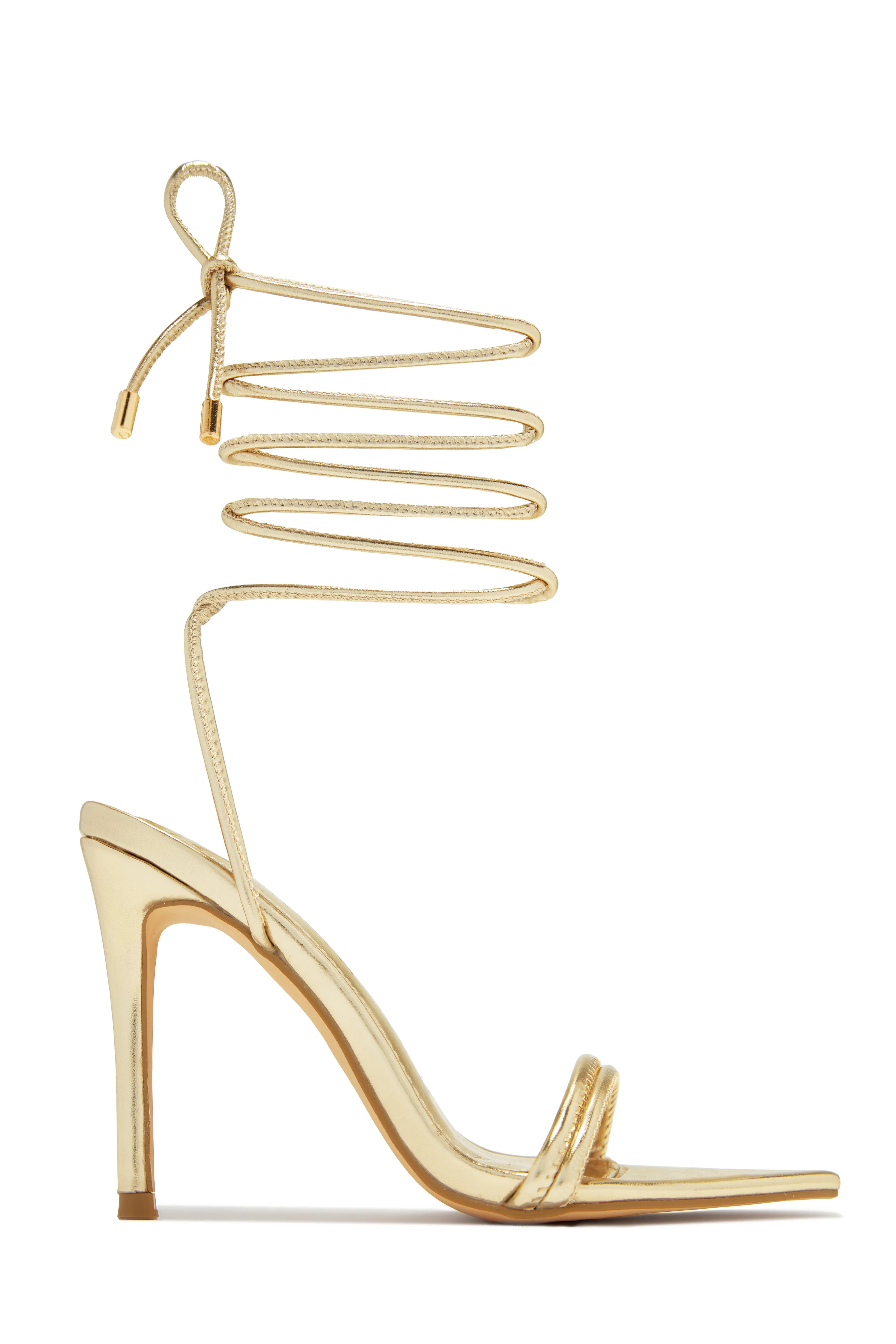 Anisah Lace Up High Heels - Gold