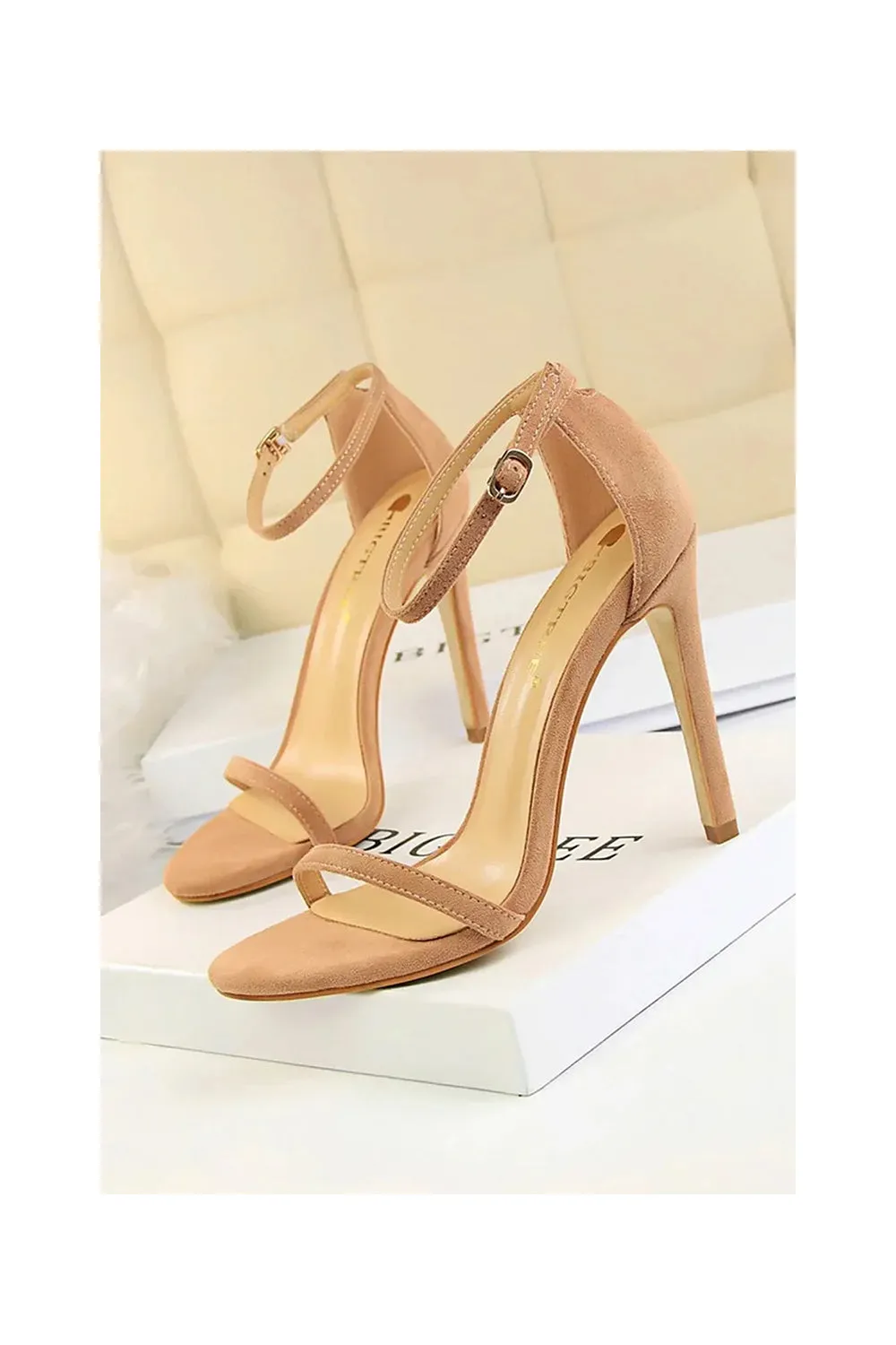 Apricot Strappy Stiletto Heels