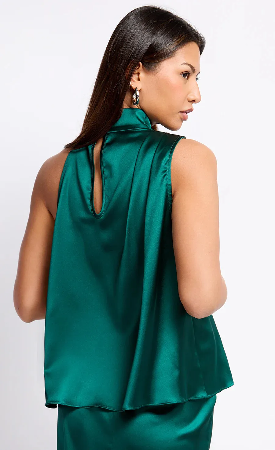 Aubrey Satin Drape Top (Green)