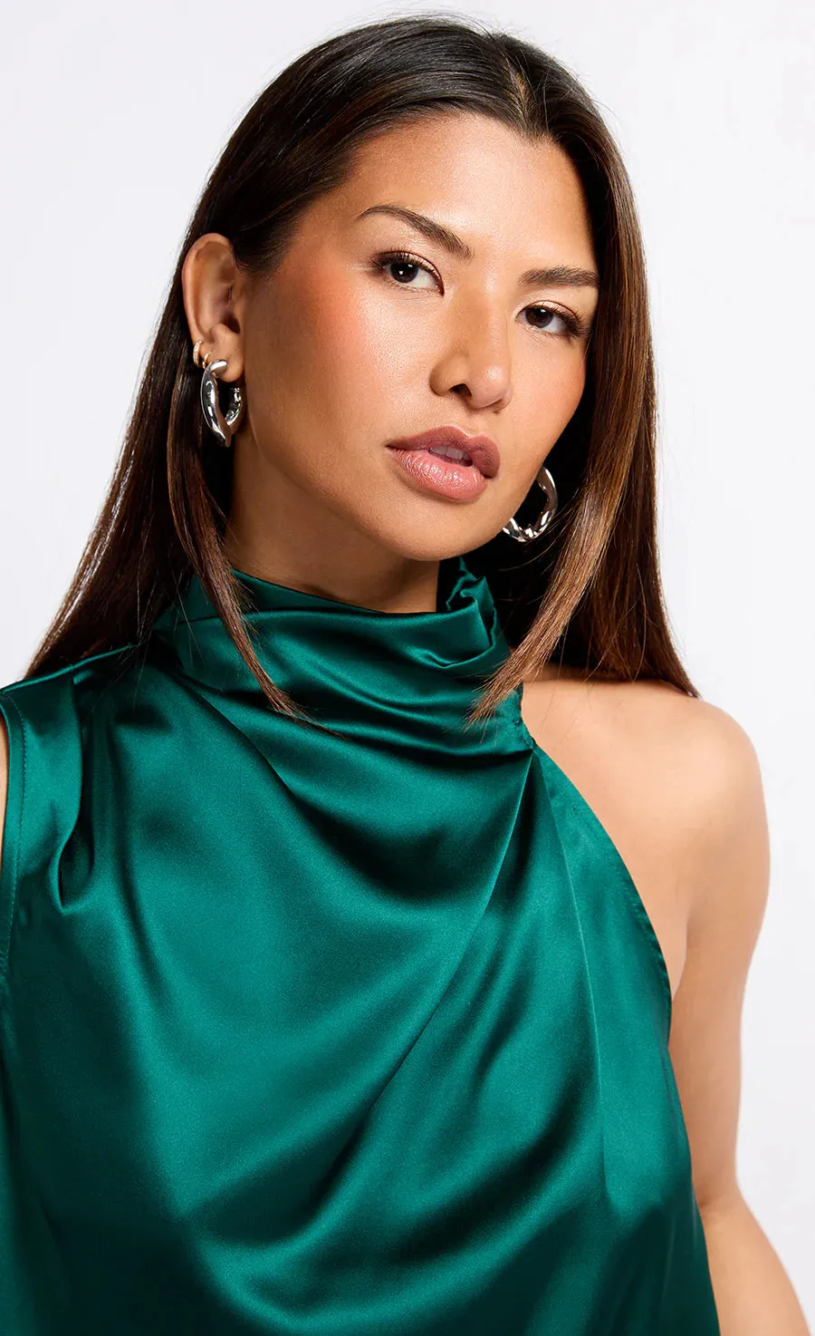 Aubrey Satin Drape Top (Green)