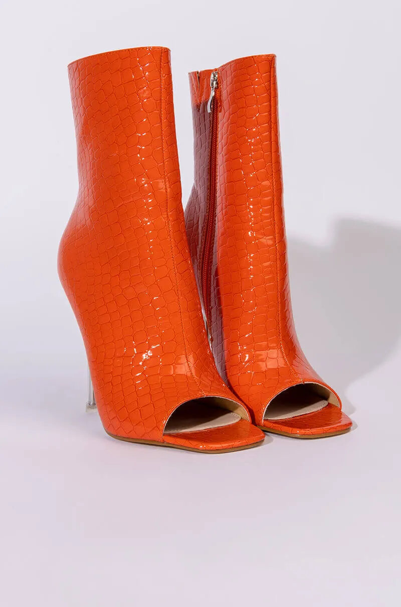 AZALEA WANG ALL YOUR LOVE STILETTO BOOTIE IN ORANGE