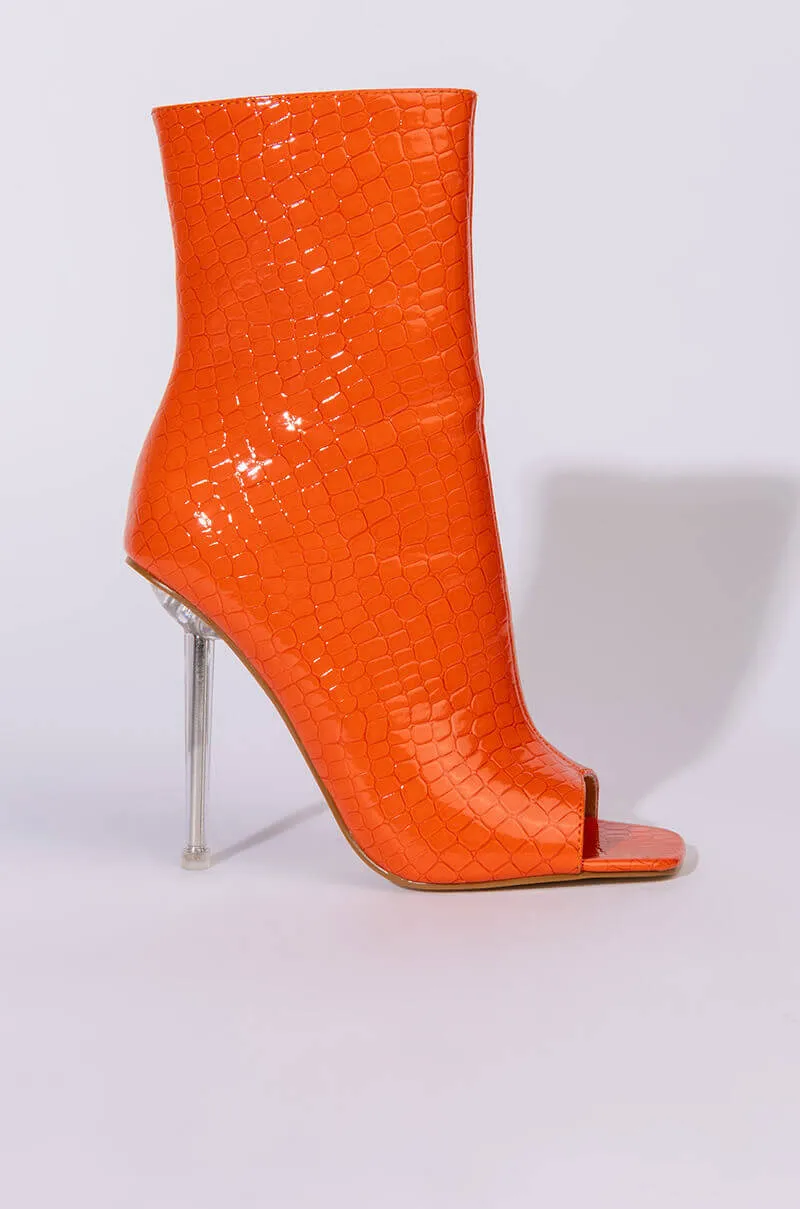 AZALEA WANG ALL YOUR LOVE STILETTO BOOTIE IN ORANGE