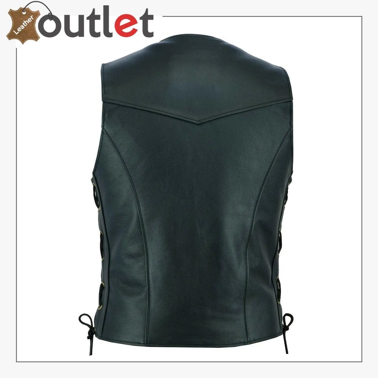 Basic Motor Biker Leather Vest For Men