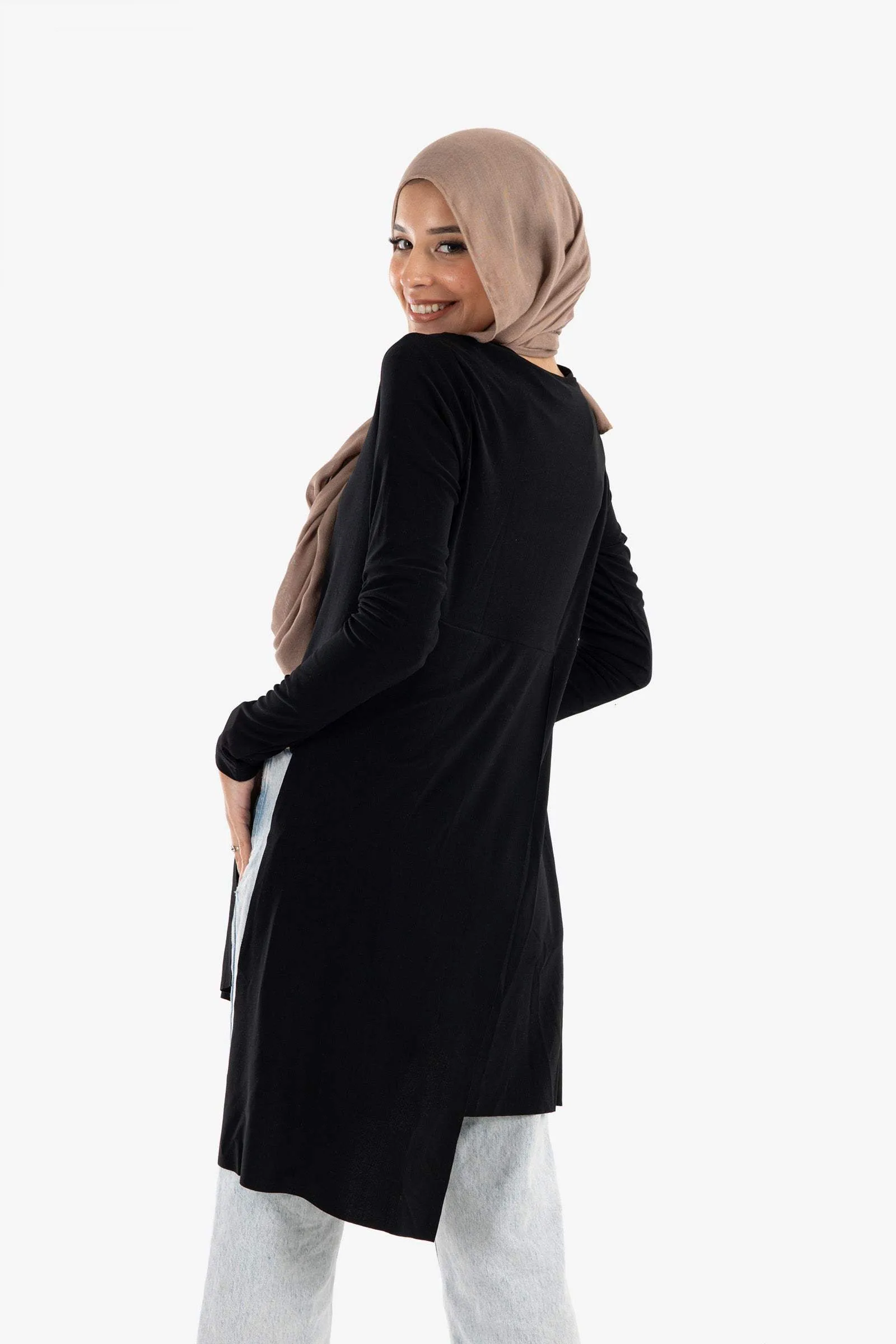 Black Voile Blouse with Slits