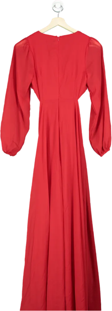 Boohoo Red Long-Sleeve Maxi Dress UK 8