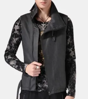 Cheyenne Men's Black Leather Vest