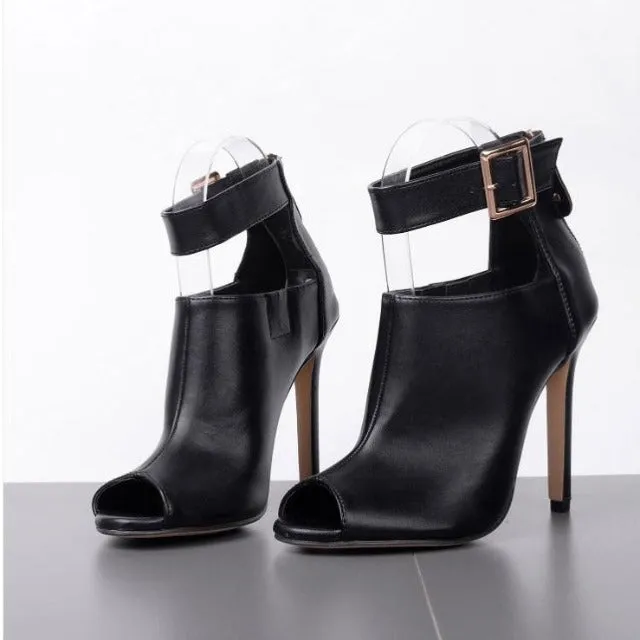 Chic Buckle Strap High Heels