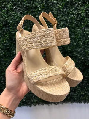 Classic Raffia Block Heel