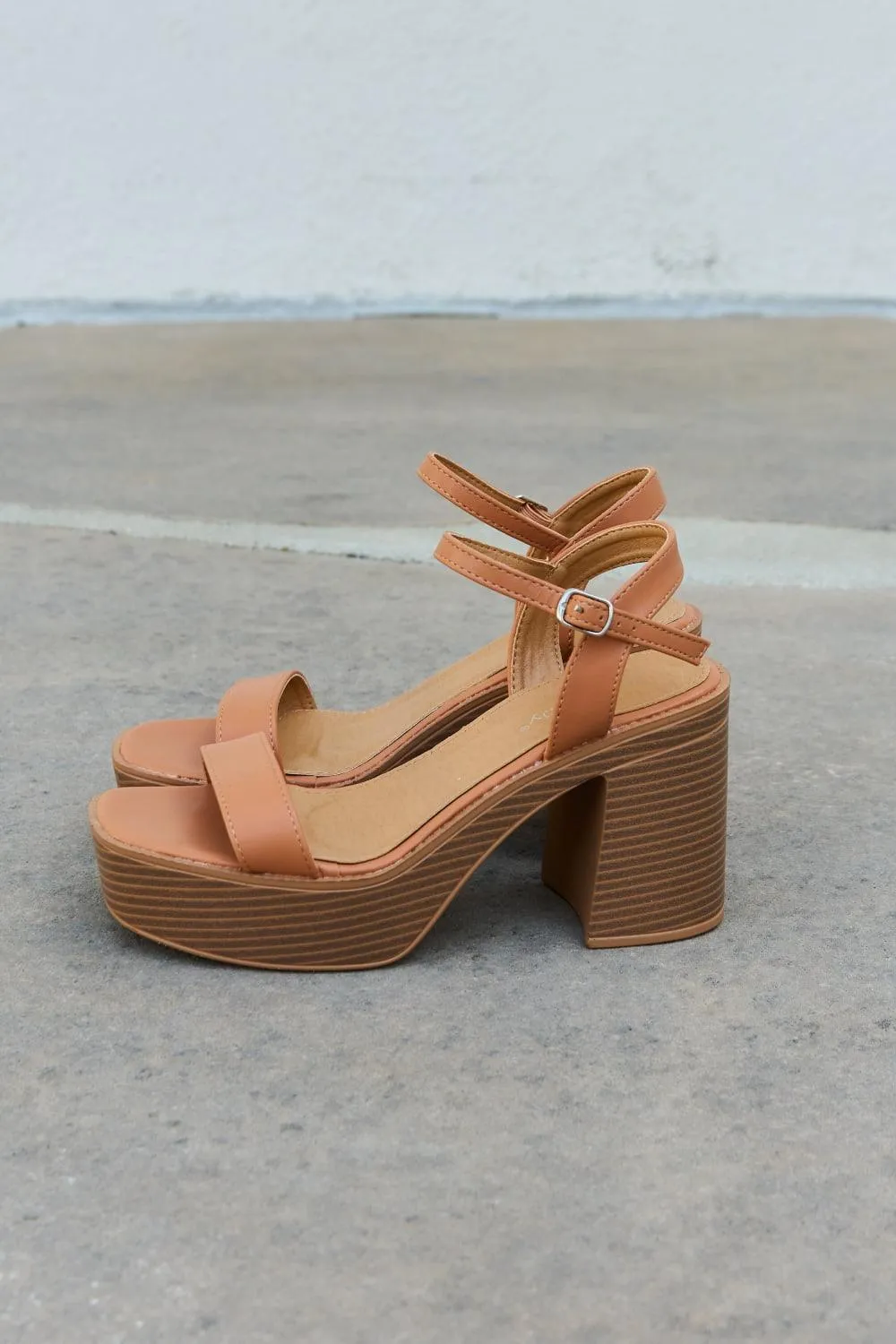 Cognac Platform Heel Sandals