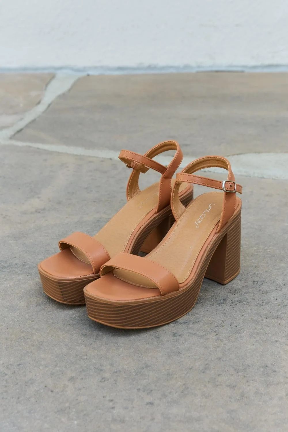 Cognac Platform Heel Sandals