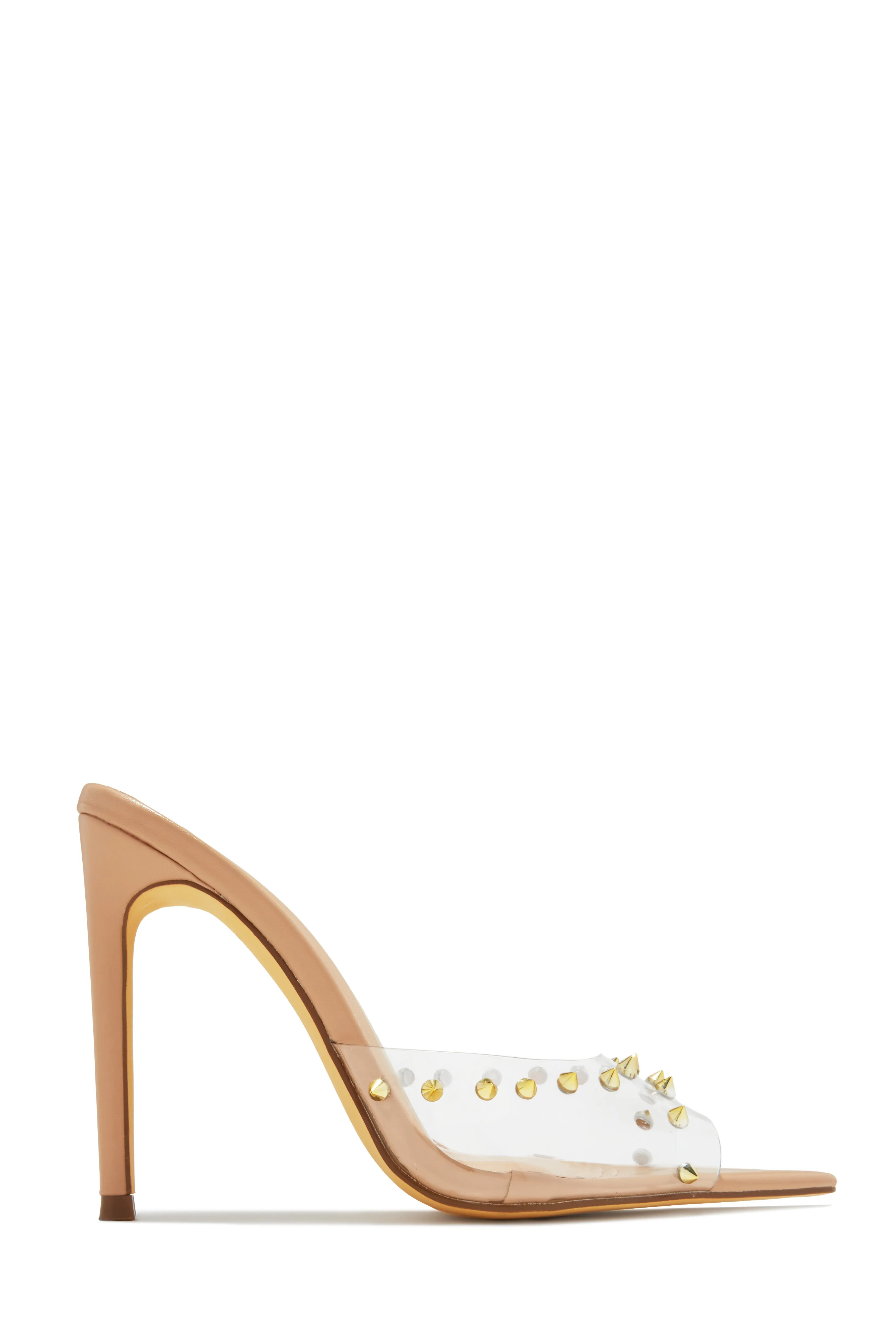 Collette Studded High Heel Mules - Gold