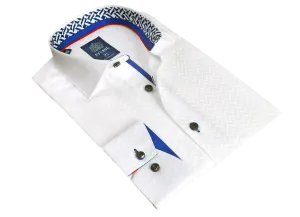 Crisp Purity: European-Crafted Men's White Button Down Long Sleeves Shirt | L01