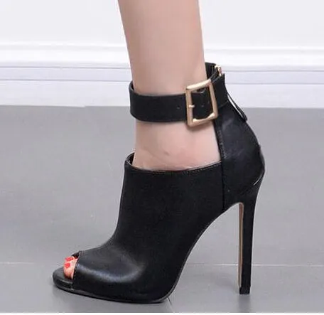 Cut Out Ankle Band Wrap Peep Toe Stiletto High Heel Sandals