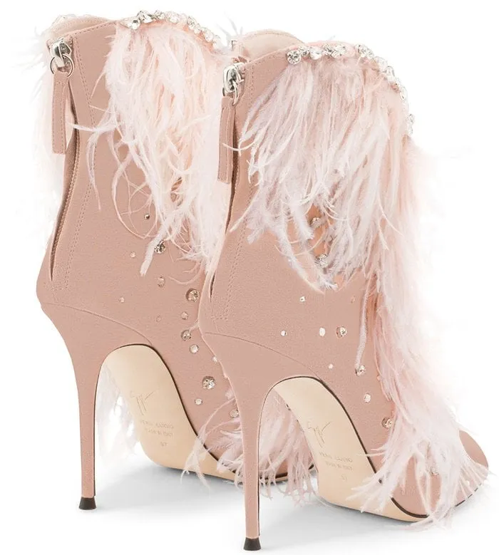 Diamond Feather Peep Toe Stiletto High Heel Ankle Boot Sandals