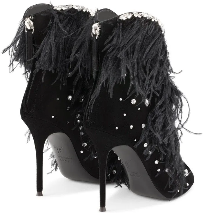 Diamond Feather Peep Toe Stiletto High Heel Ankle Boot Sandals