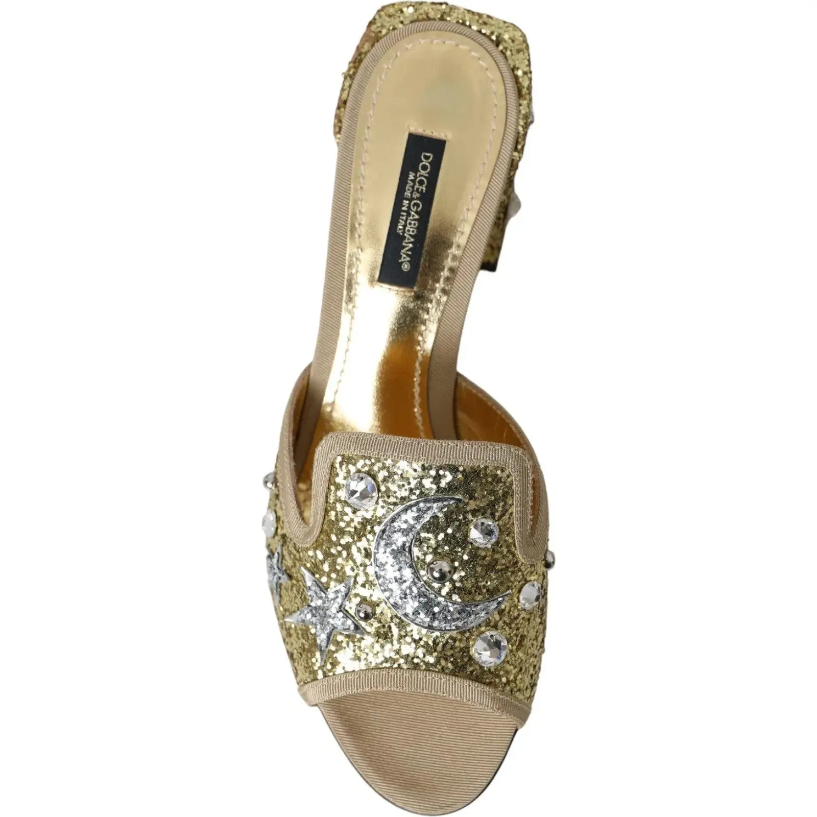 Dolce & Gabbana Gold Sequin Leather Sandals