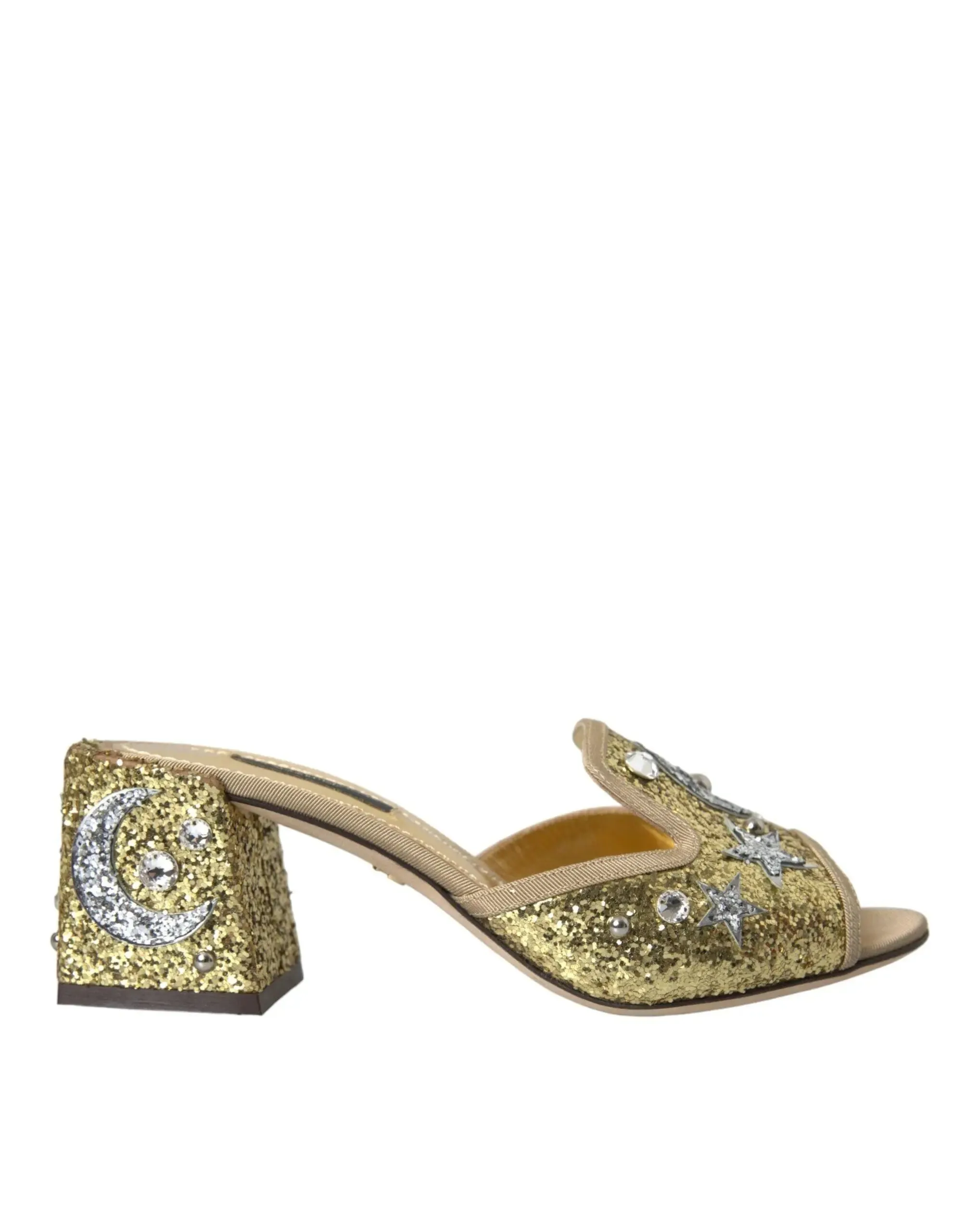 Dolce & Gabbana Gold Sequin Leather Sandals