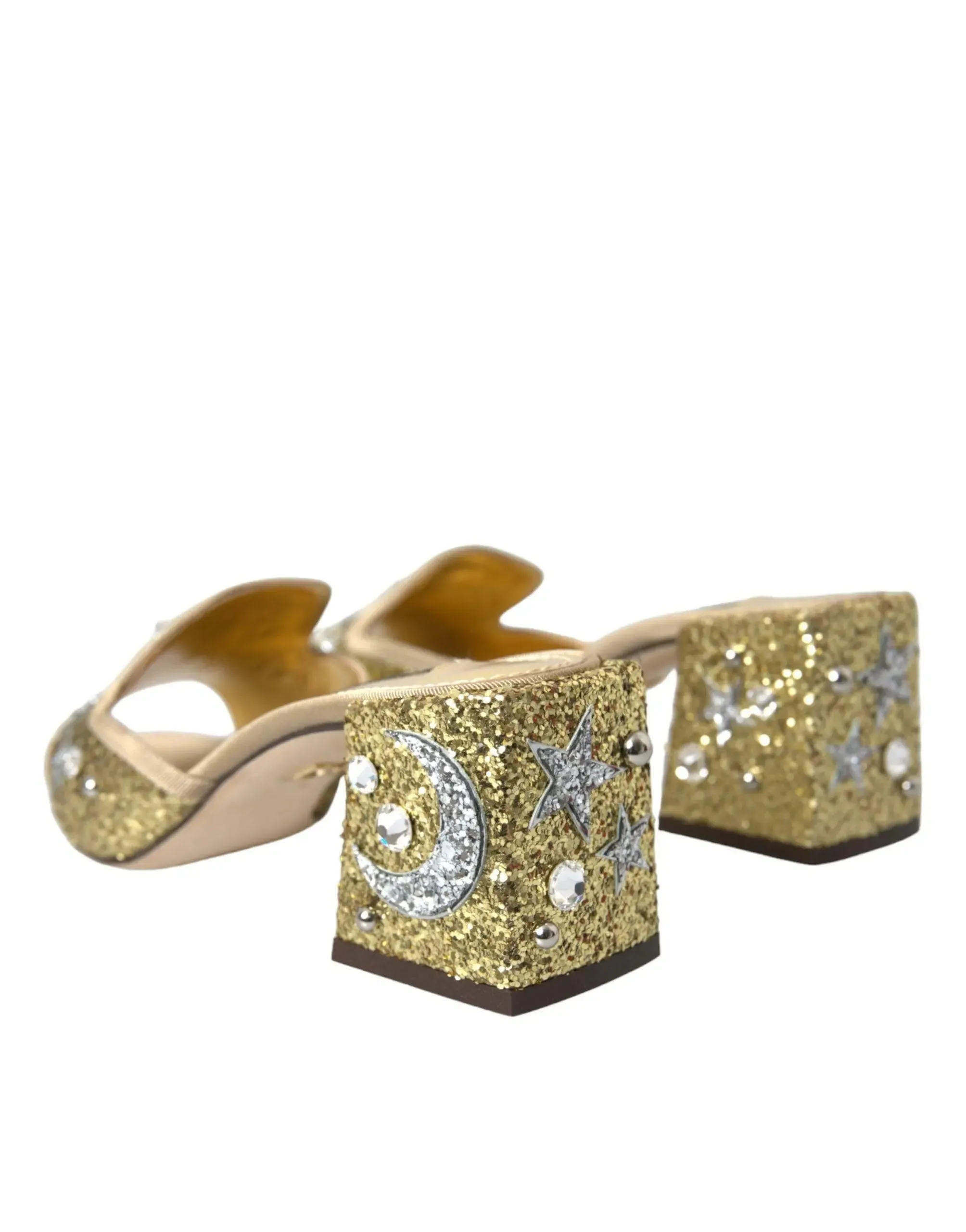 Dolce & Gabbana Gold Sequin Leather Sandals