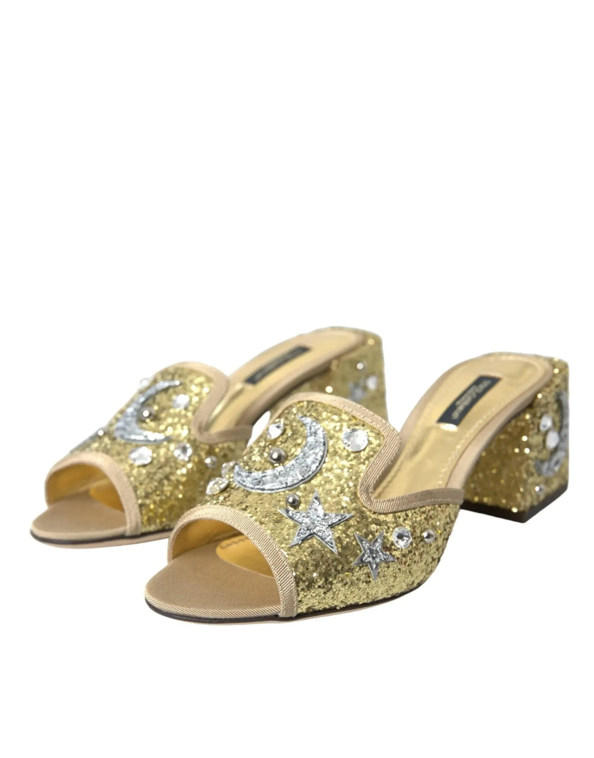 Dolce & Gabbana Gold Sequin Leather Sandals