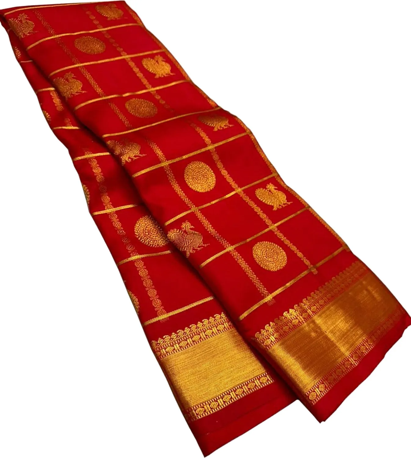 Exquisite Red Kanjeevaram Handloom Pure Silk Saree: Timeless Elegance