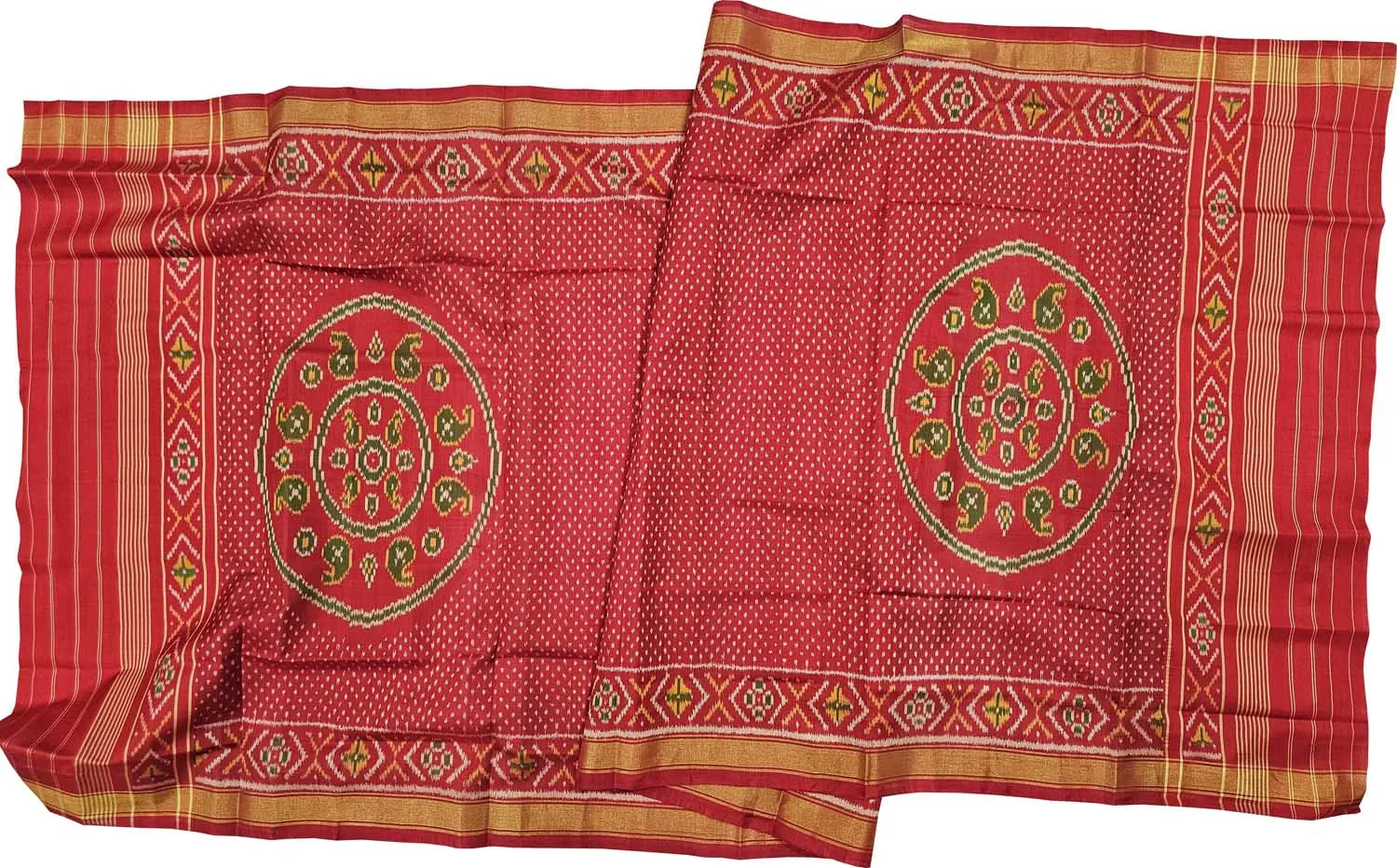 Exquisite Red Patola Handloom Single Ikat Silk Dupatta: A Timeless Fashion Statement