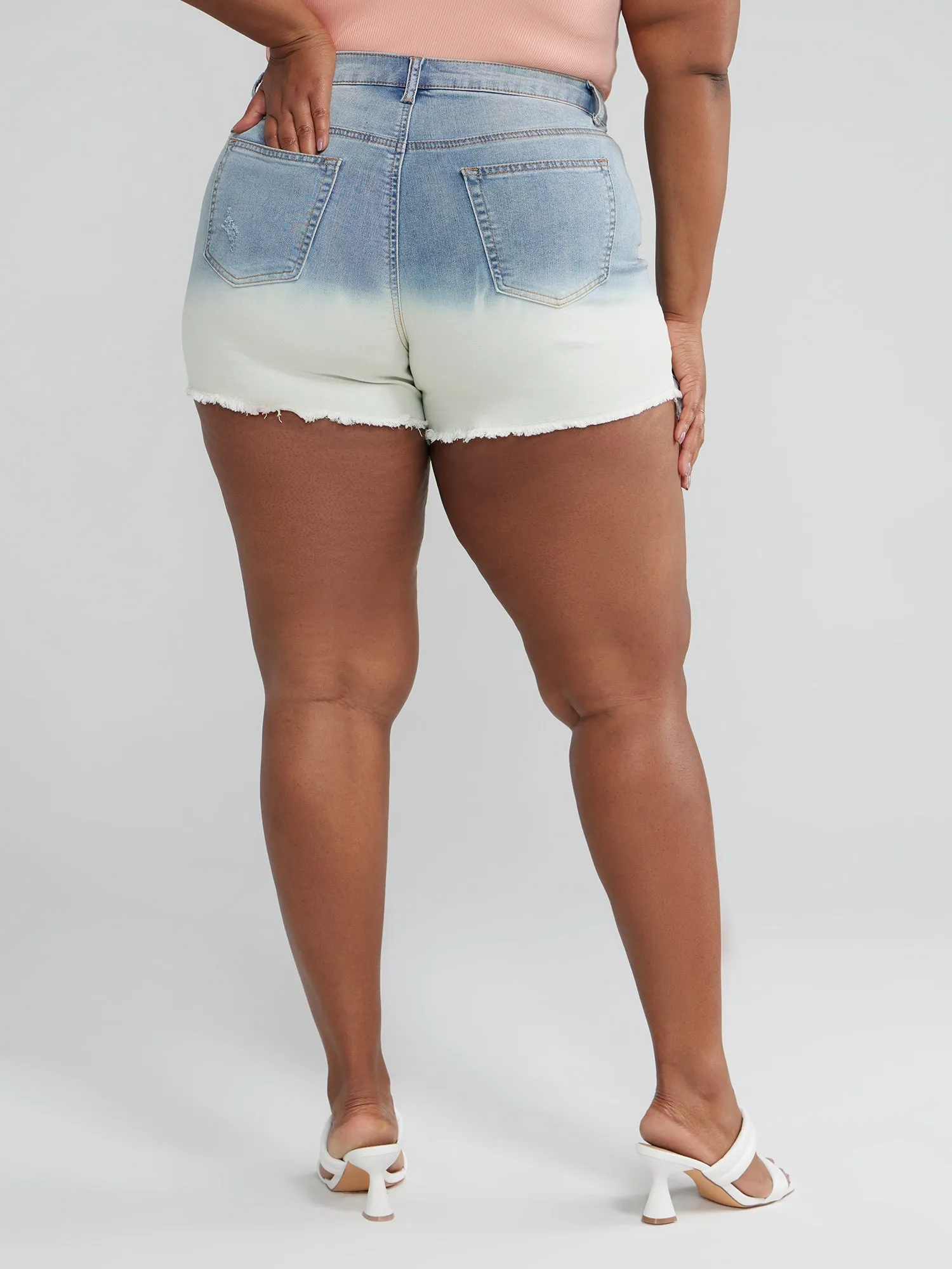 Fashion To Figure - Mid Rise Dip Dye Cutoff Shorts