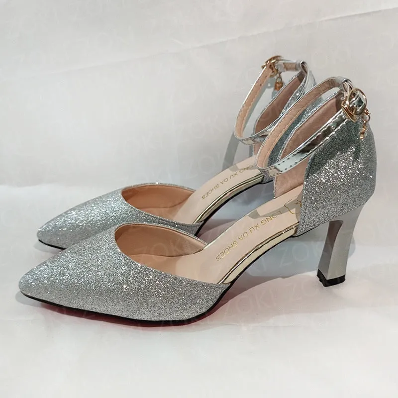 Funki Buys | Shoes | Women's Sparkly Gold Silver Bridal Heels