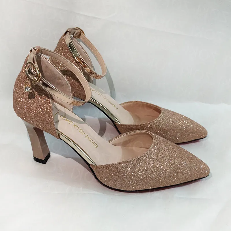 Funki Buys | Shoes | Women's Sparkly Gold Silver Bridal Heels