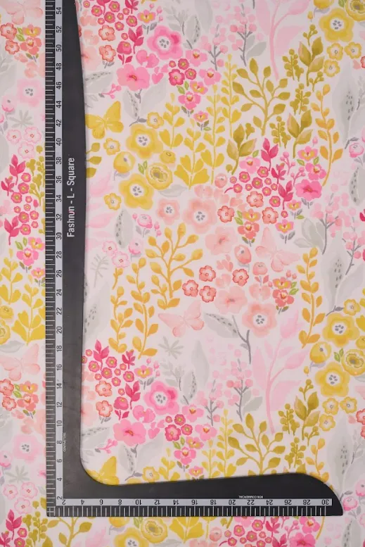 Garden Inspired Multicolor Soft Light Tone Pattern Printed Muslin Fabric