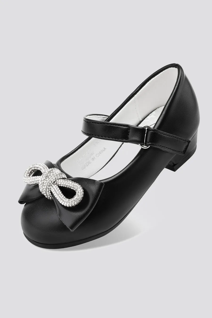 Girls Closed Toe Mary Jane Shoes | Ankle Strap Heels with Bow