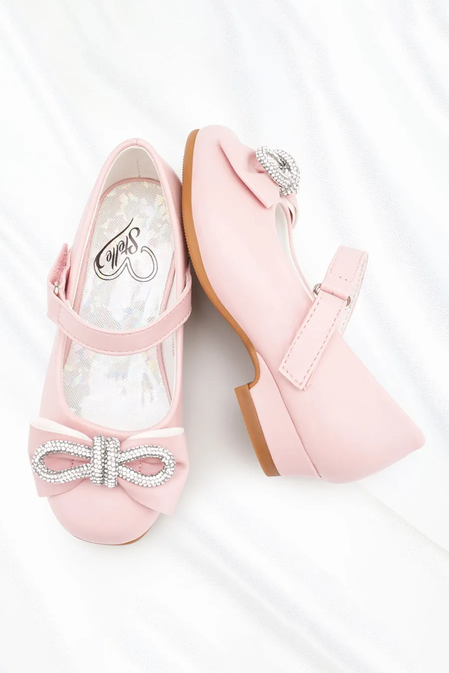 Girls Closed Toe Mary Jane Shoes | Ankle Strap Heels with Bow