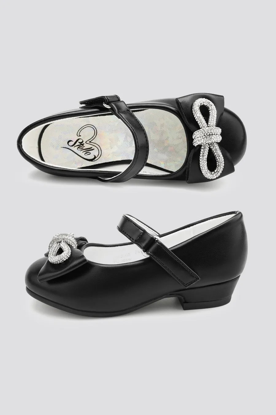 Girls Closed Toe Mary Jane Shoes | Ankle Strap Heels with Bow