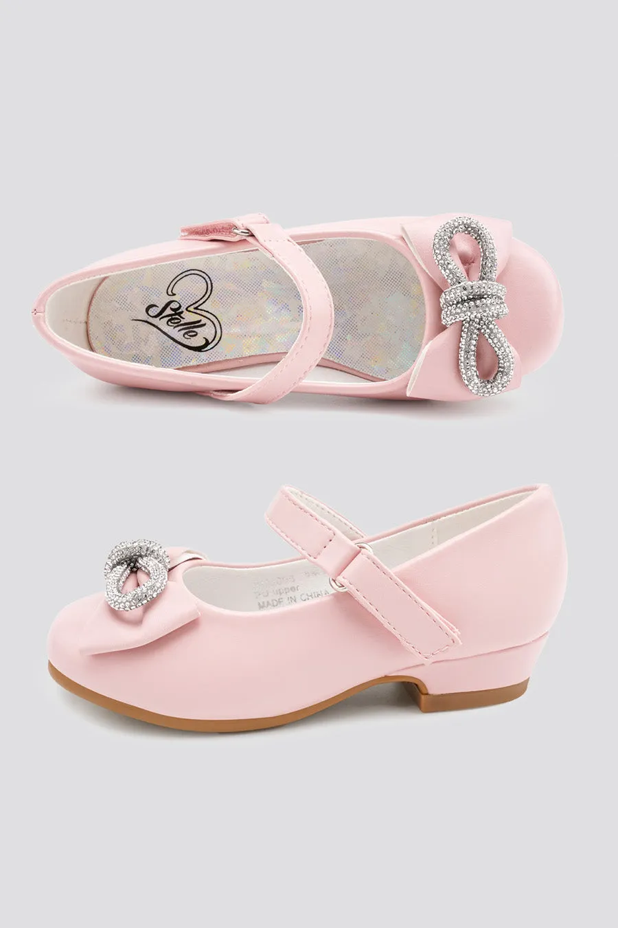 Girls Closed Toe Mary Jane Shoes | Ankle Strap Heels with Bow