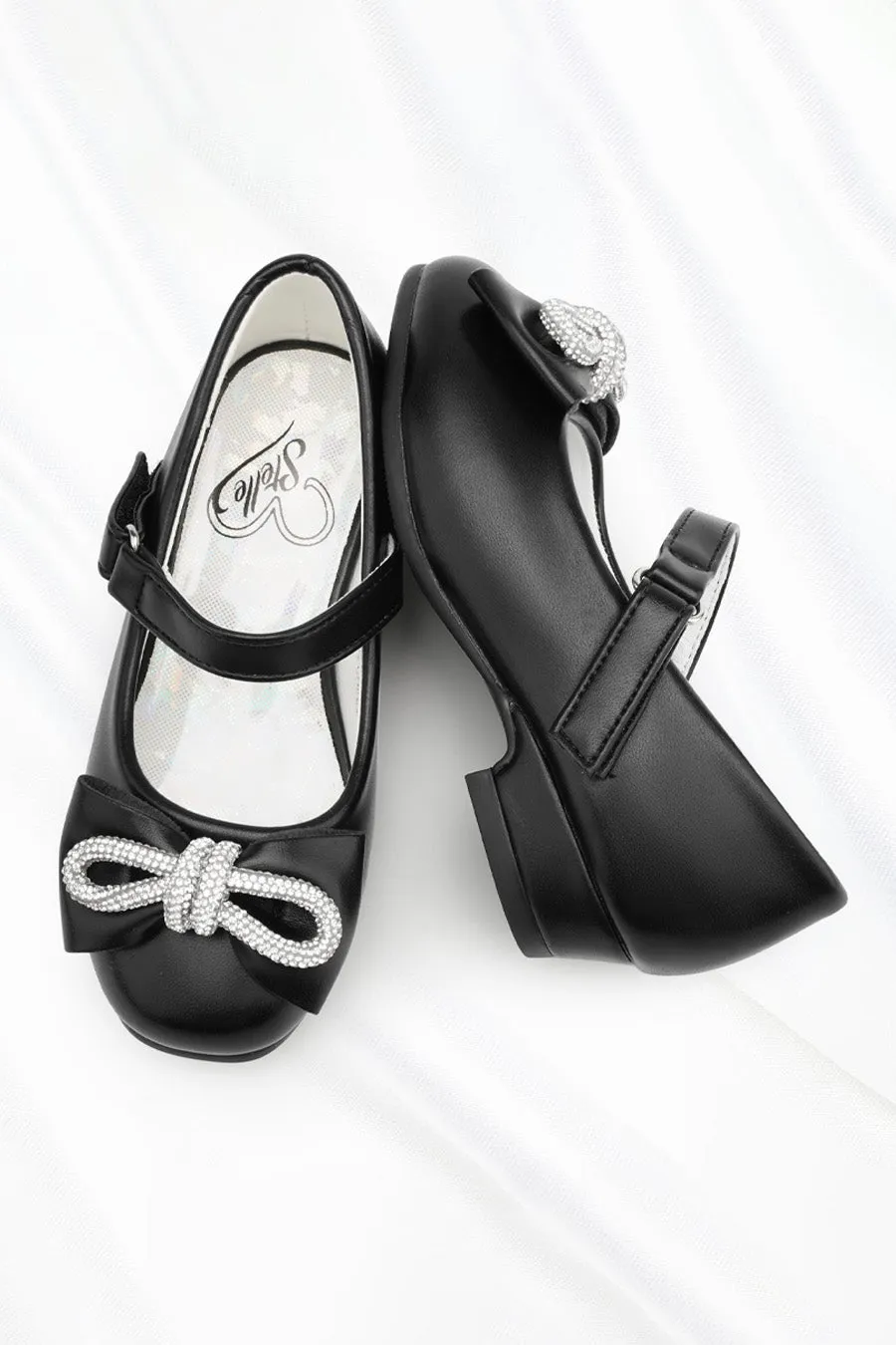 Girls Closed Toe Mary Jane Shoes | Ankle Strap Heels with Bow