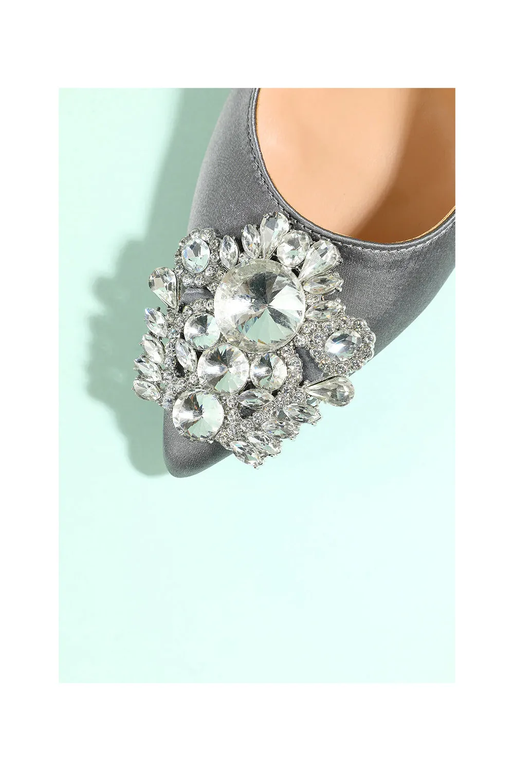 Grey Rhinestone Party Shoes