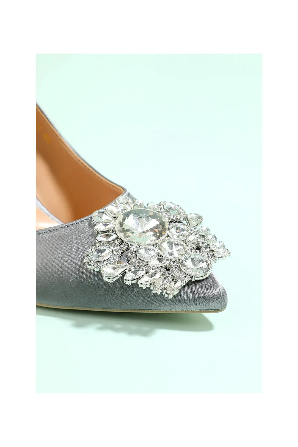 Grey Rhinestone Party Shoes