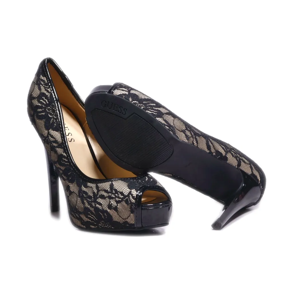 Guess Peep Toe Fabric Black Colour For Women