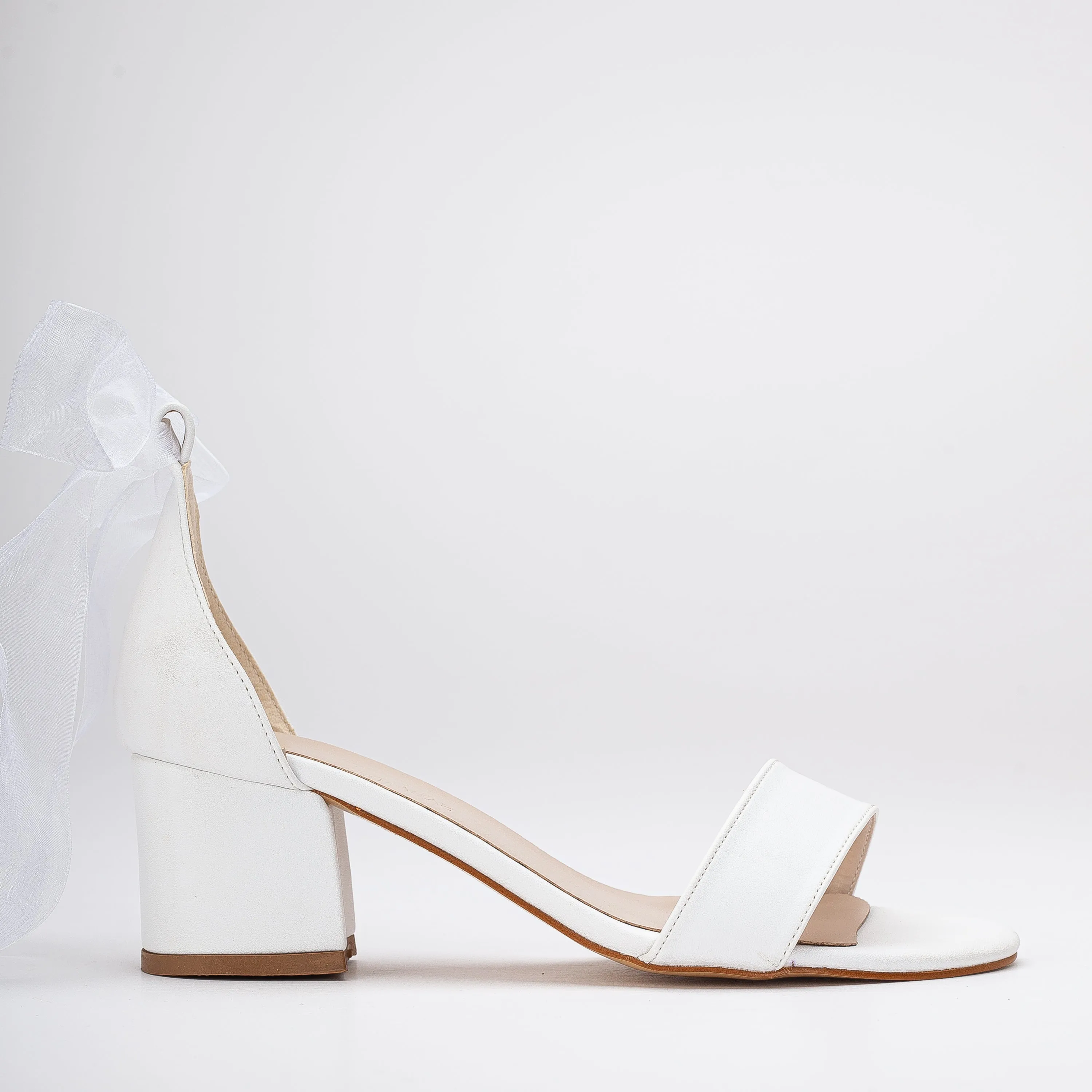 Hera - White Wedding Sandals with Ribbon