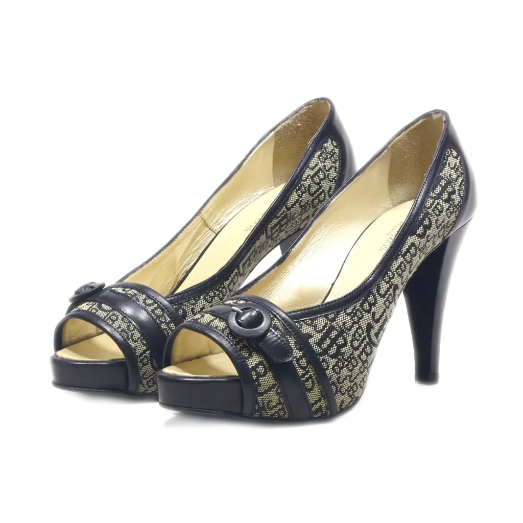 J.Bournazos Peep Toe Fabric Black Colour For Women