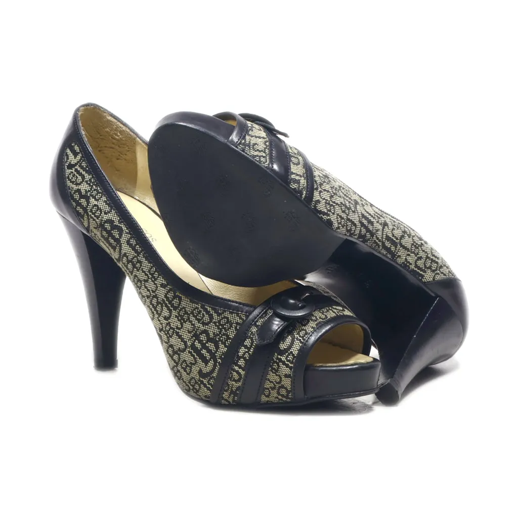 J.Bournazos Peep Toe Fabric Black Colour For Women